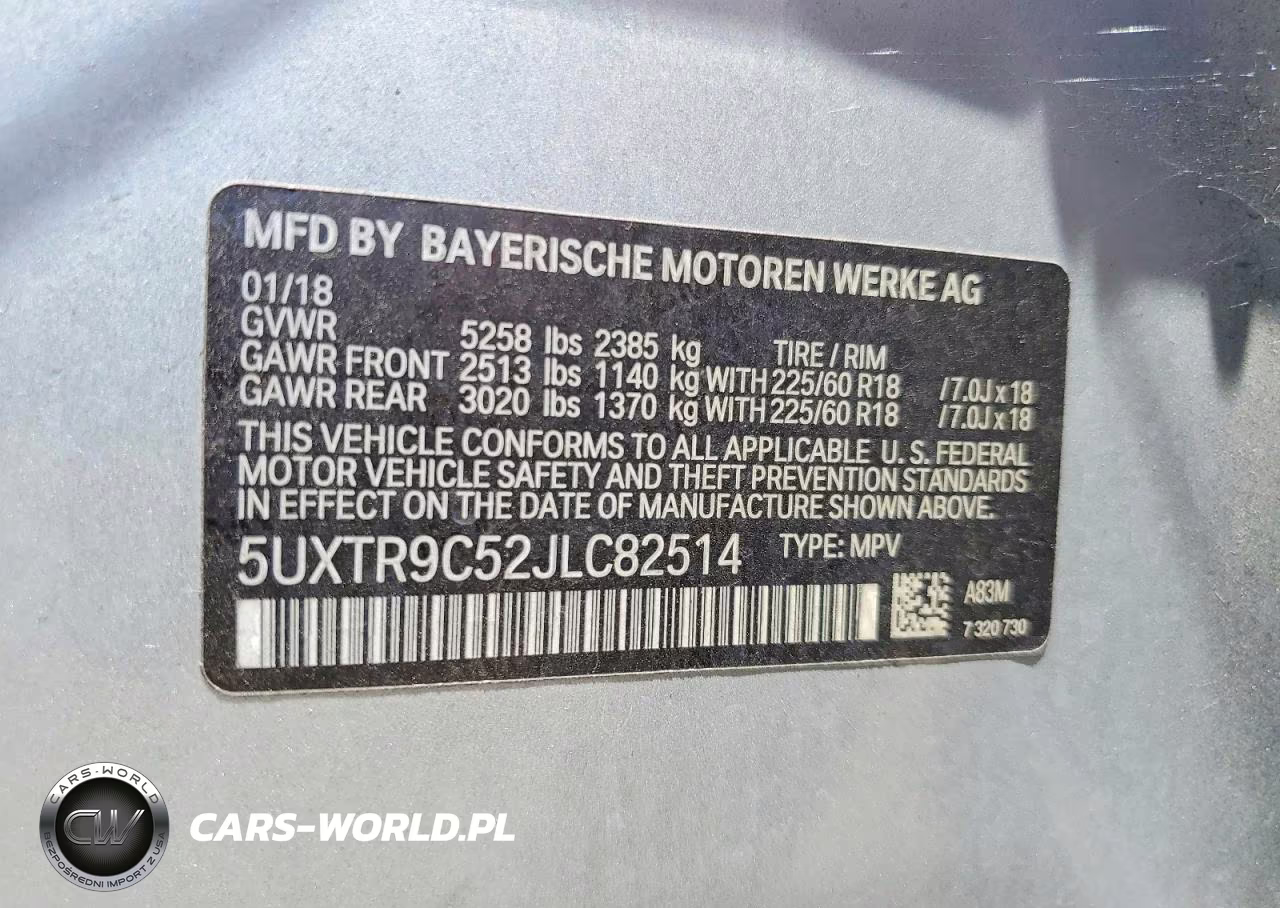 2018 BMW X3 VIN:5UXTR9C52JLC82514 - 13