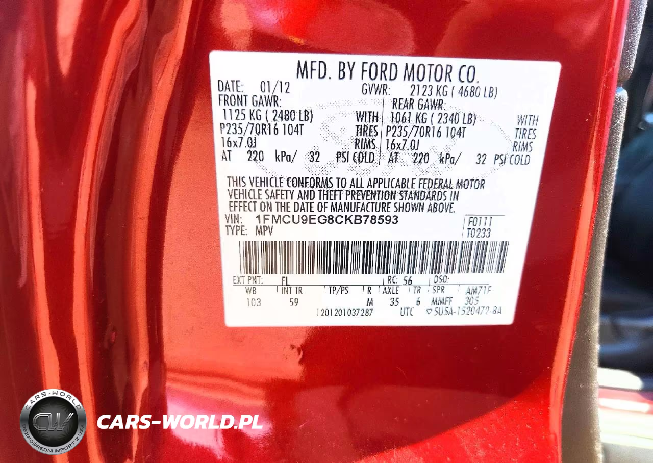 2012 Ford Escape Limited VIN:1FMCU9EG8CKB78593 - 12