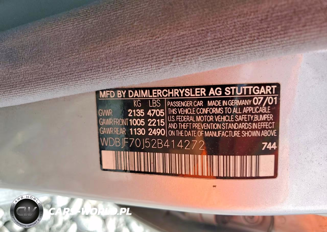 2002 Mercedes-Benz E 430 VIN:WDBJF70J52B414272 - 12
