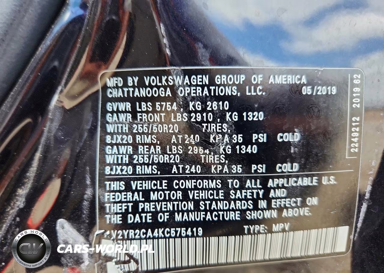 2019 Volkswagen Atlas Se VIN:1V2YR2CA4KC575419 - 13