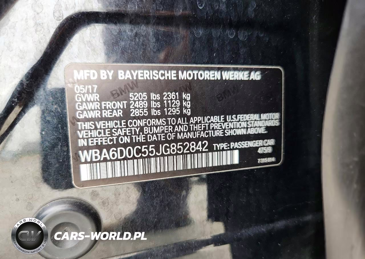 2018 BMW 640 I Gran Coupe VIN:WBA6D0C55JG852842 - 13