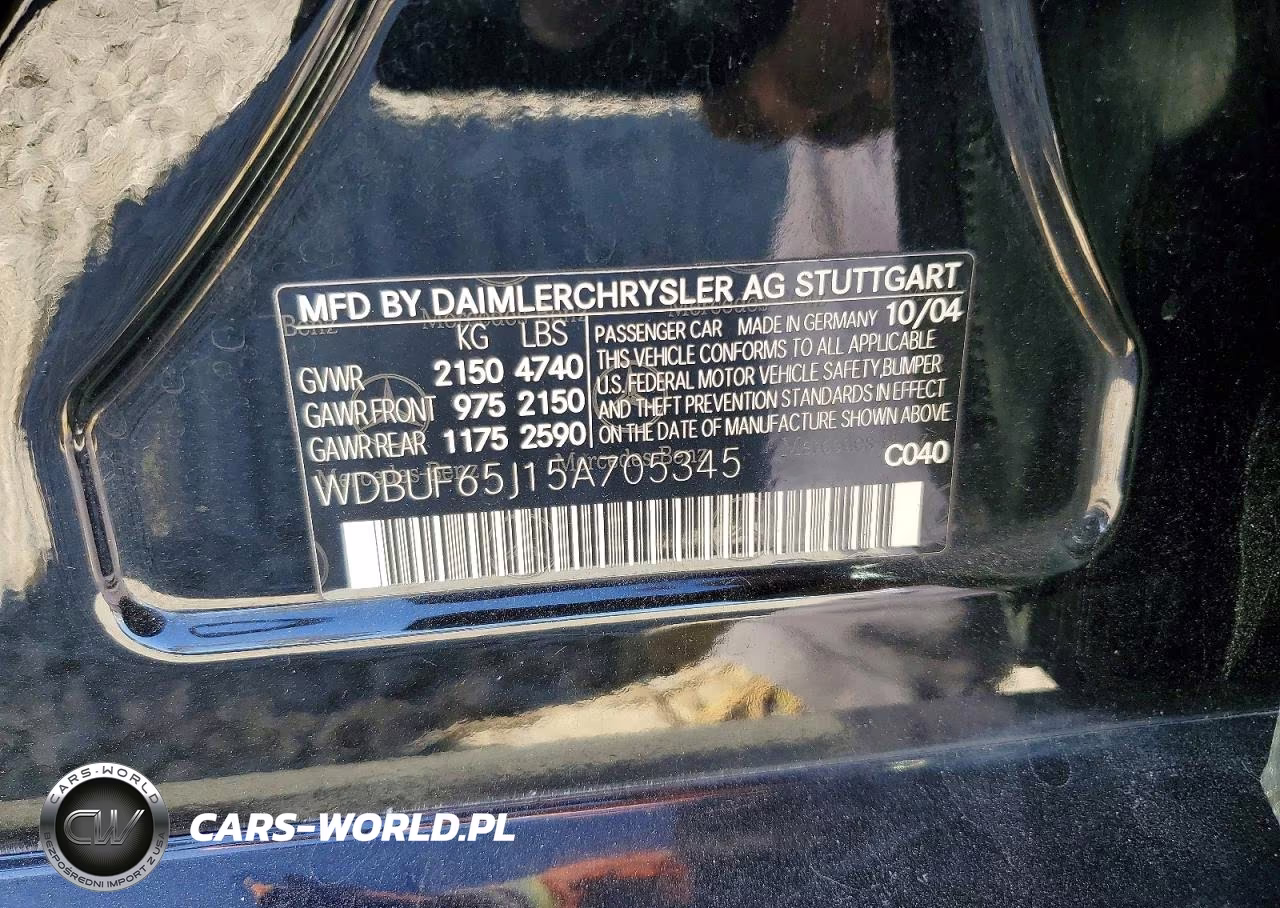 2005 Mercedes-Benz E 320 VIN:WDBUF65J15A705345 - 12