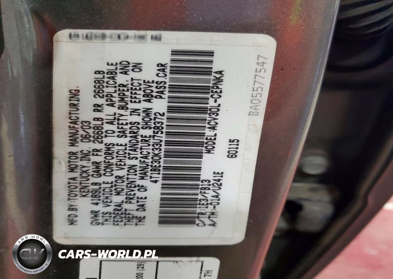 2003 Toyota Camry Le VIN:4T1BE30K33U758372 - 13