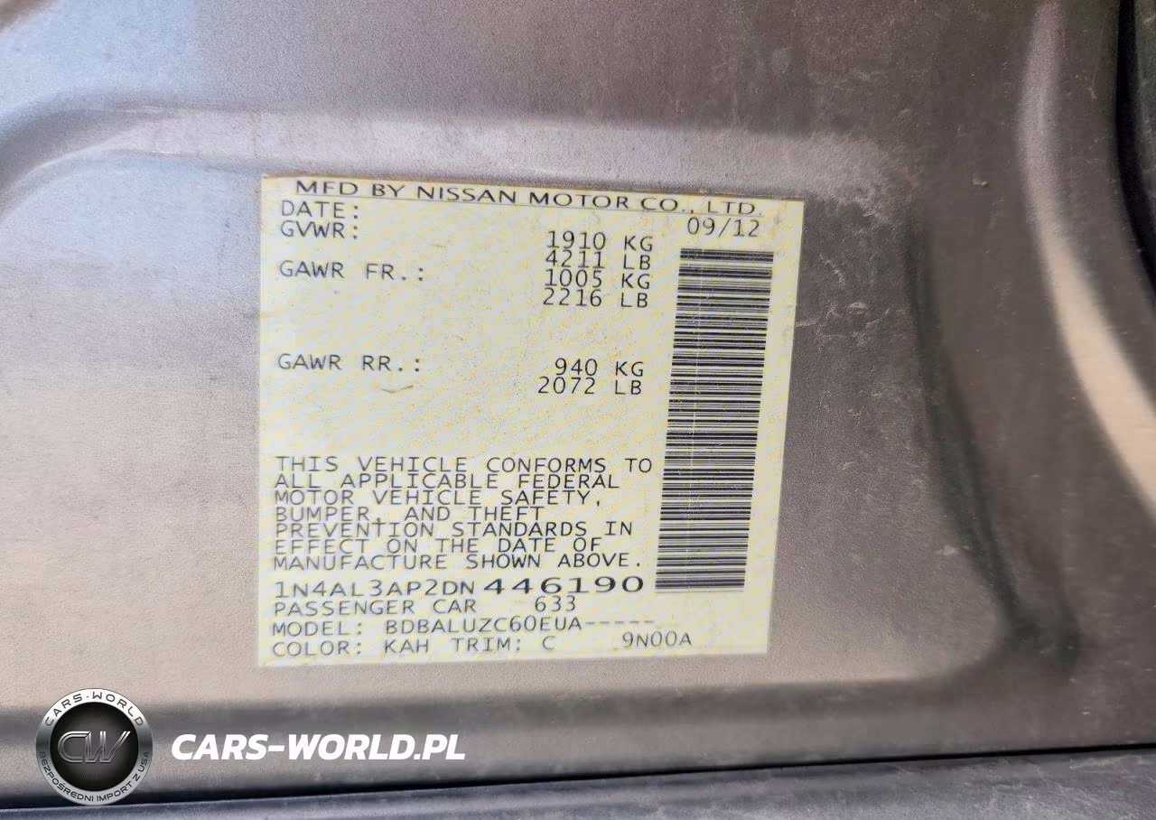 2013 Nissan Altima 2.5 VIN:1N4AL3AP2DN446190 - 13