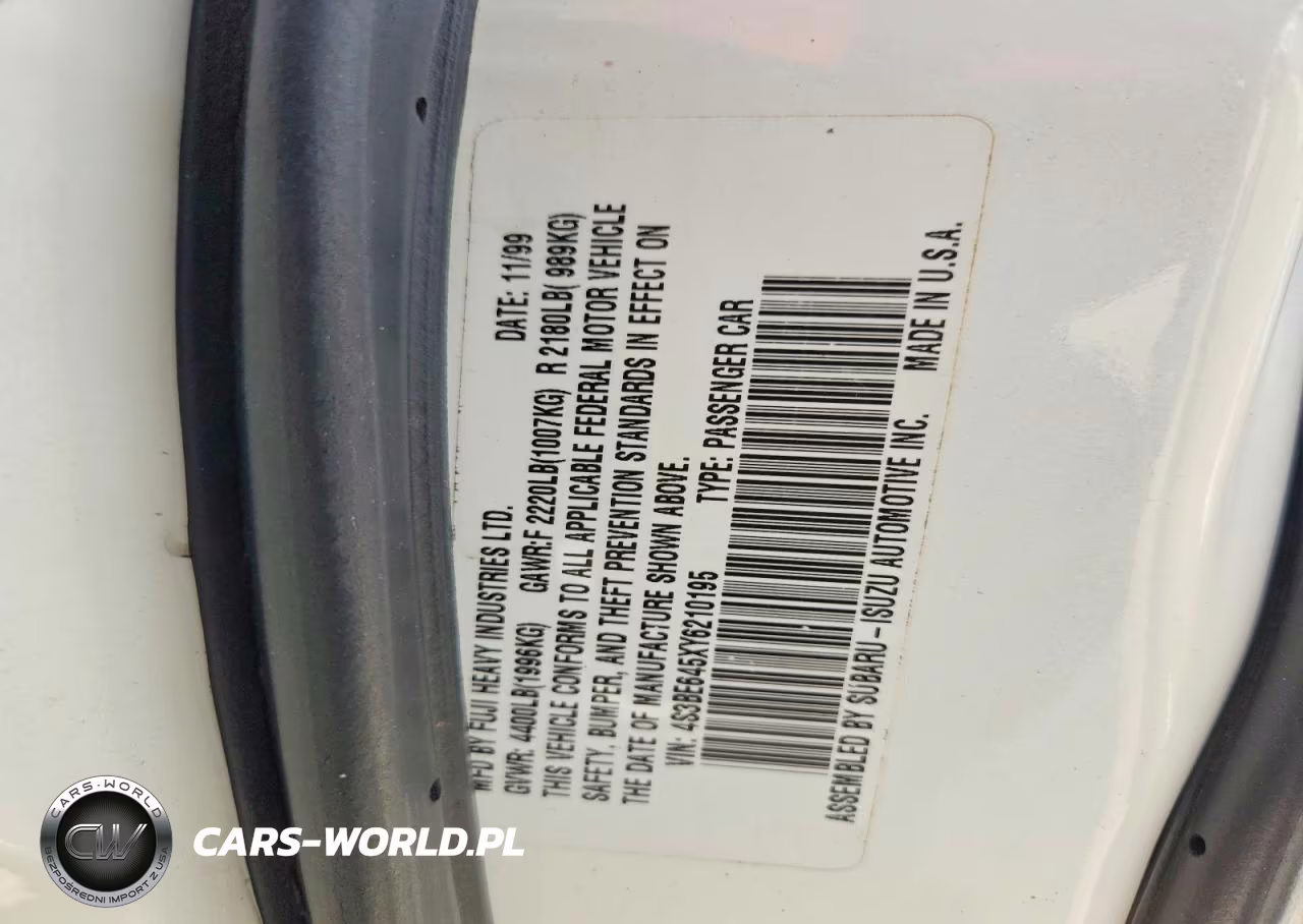 2000 Subaru Legacy Gt VIN:4S3BE645XY6210195 - 12