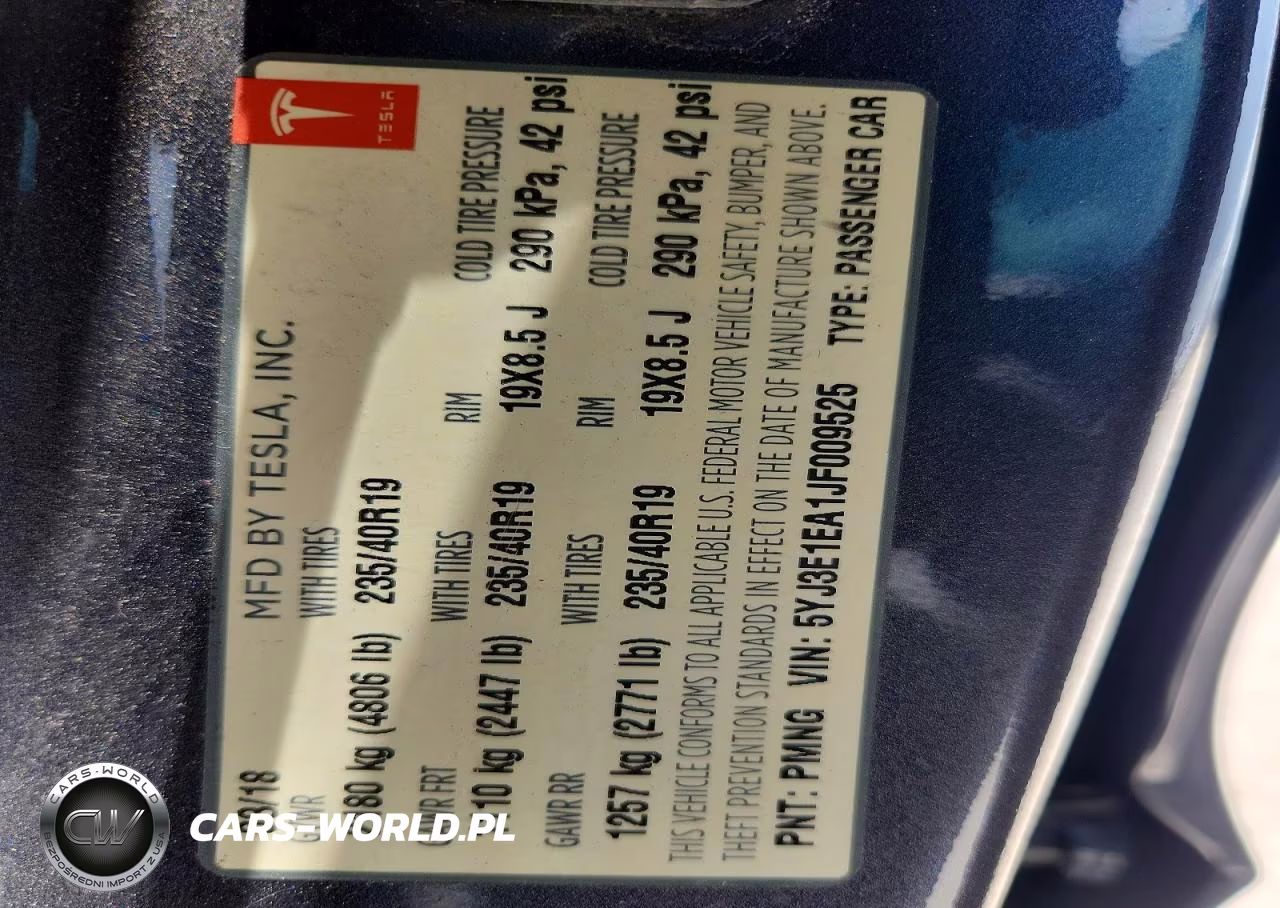 2018 Tesla Model 3 VIN:5YJ3E1EA1JF009525 - 12