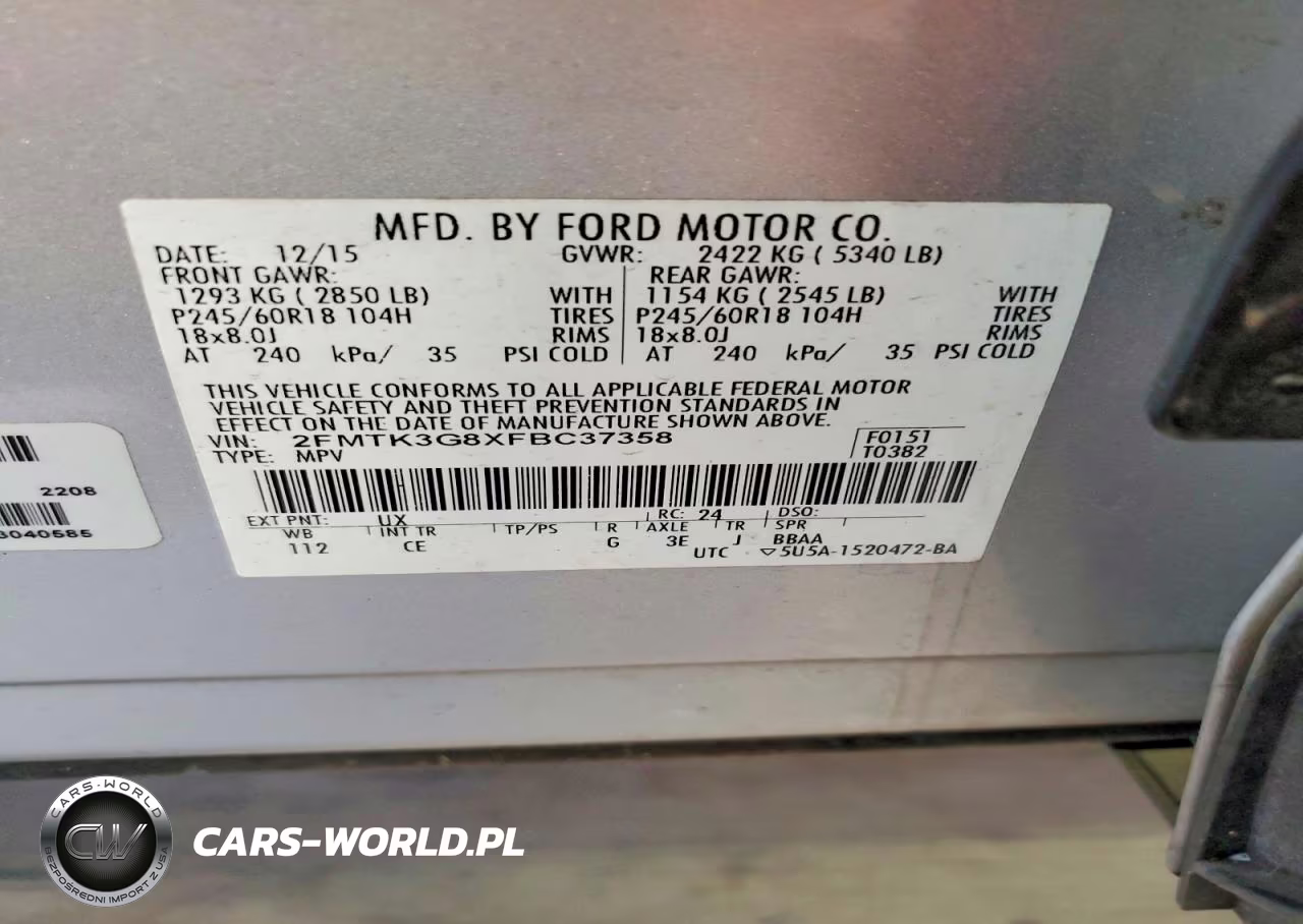 2015 Ford Edge Se VIN:2FMTK3G8XFBC37358 - 13