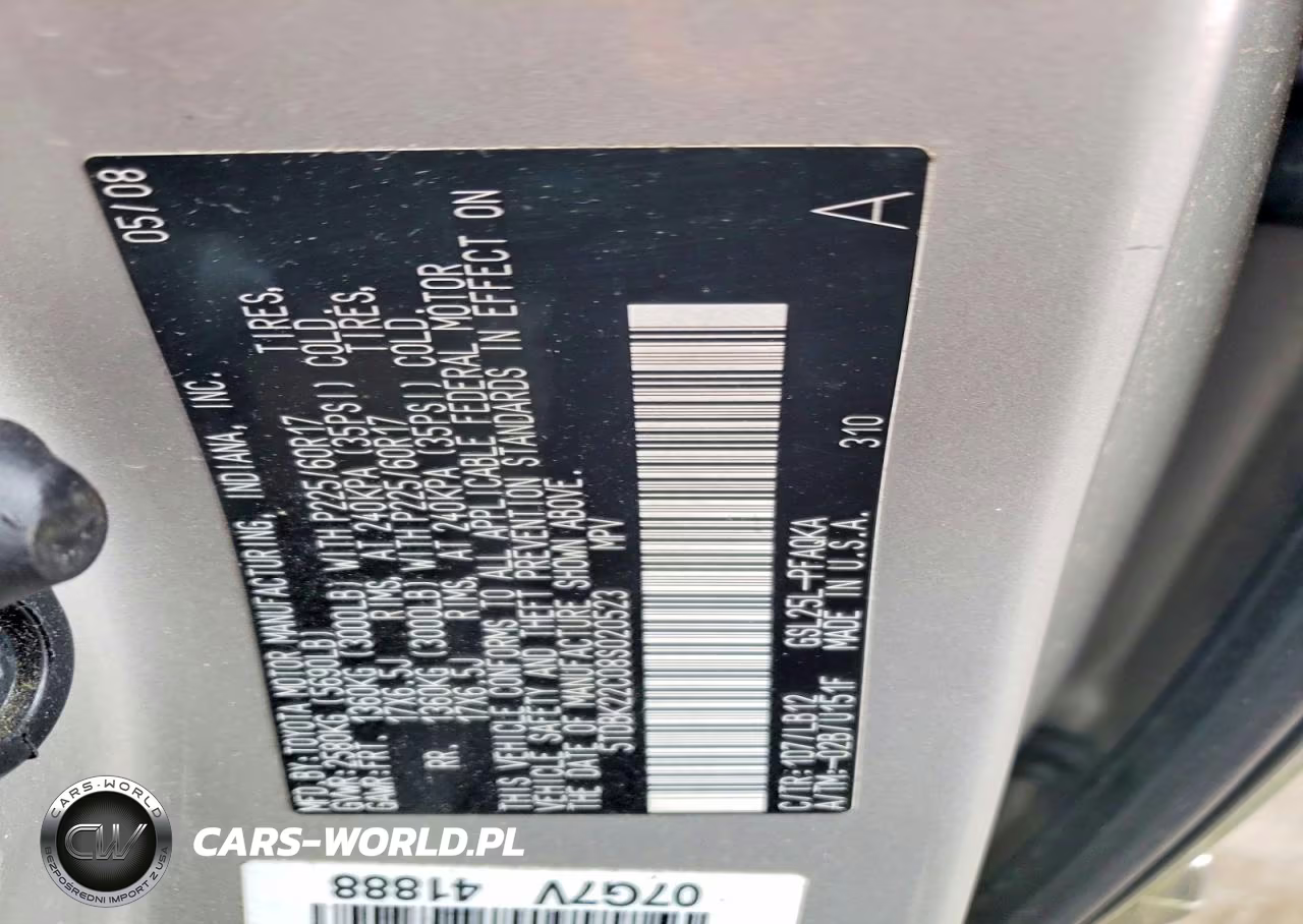 2008 Toyota Sienna Xle Limited VIN:5TDBK22C08S020523 - 13
