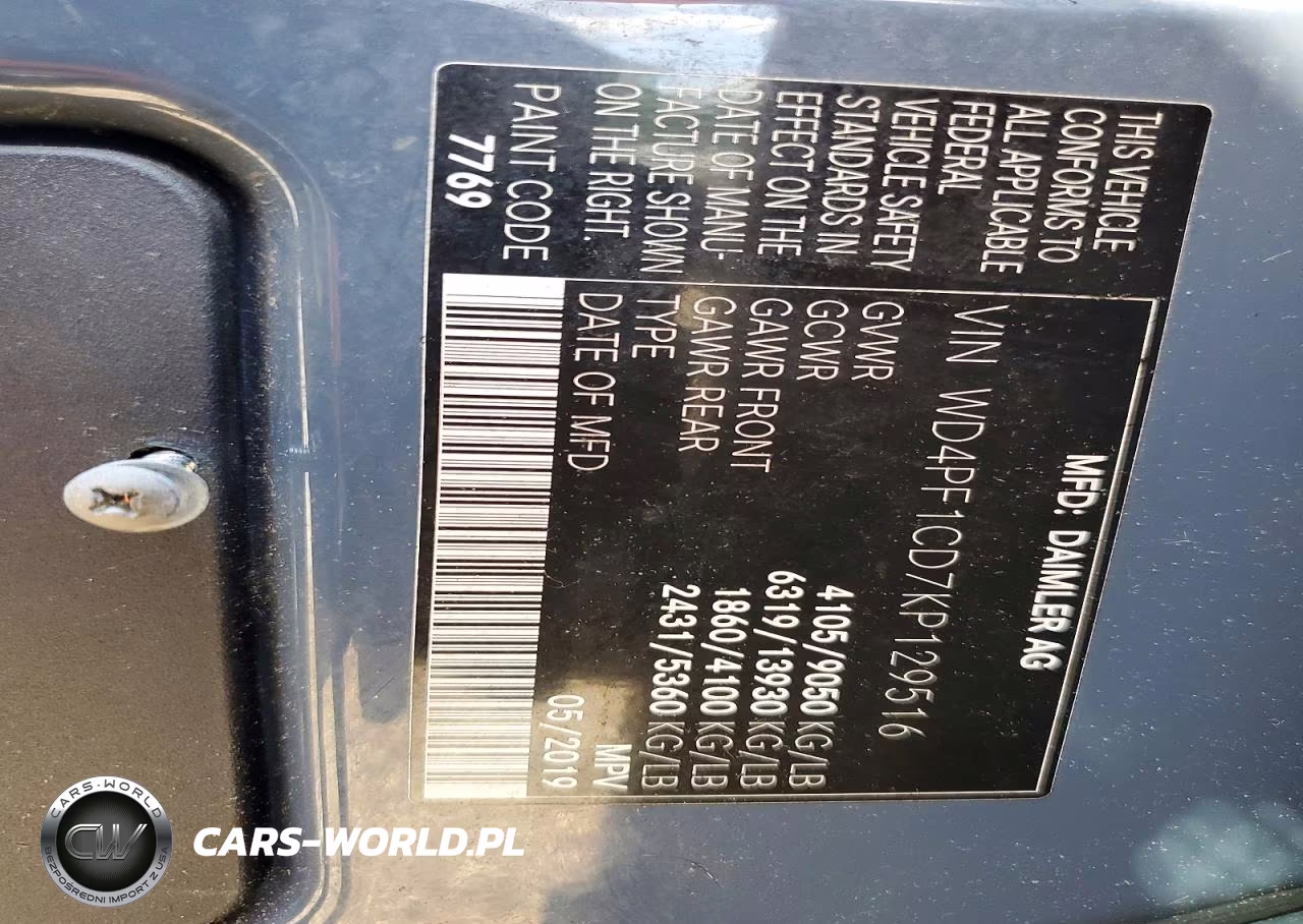 2019 Mercedes-Benz Sprinter 2500-3500 Delivery Van VIN:WD4PF1CD7KP129516 - 13