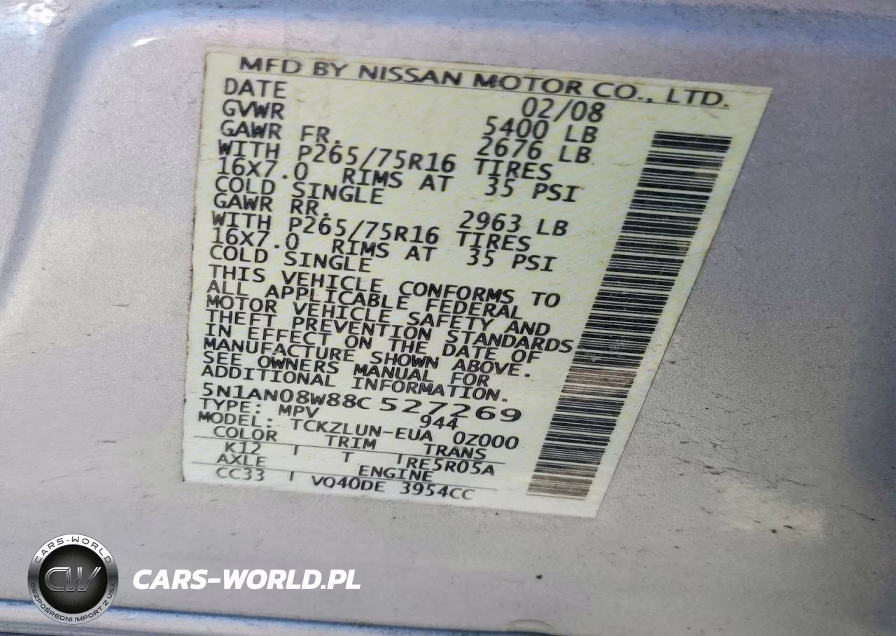 2008 Nissan Xterra X VIN:5N1AN08W88C527269 - 13