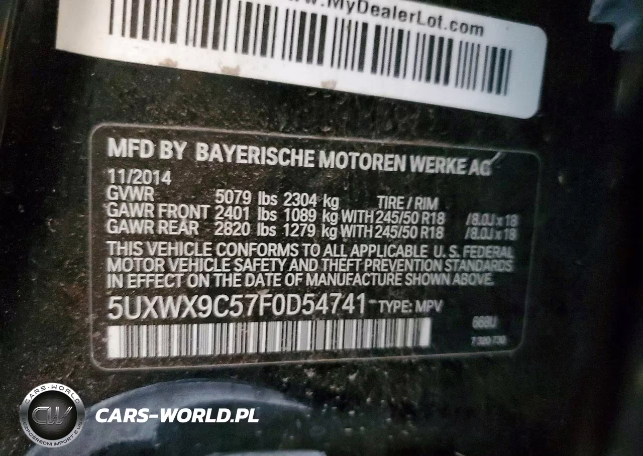 2015 BMW X3 xDrive28I VIN:5UXWX9C57F0D54741 - 13