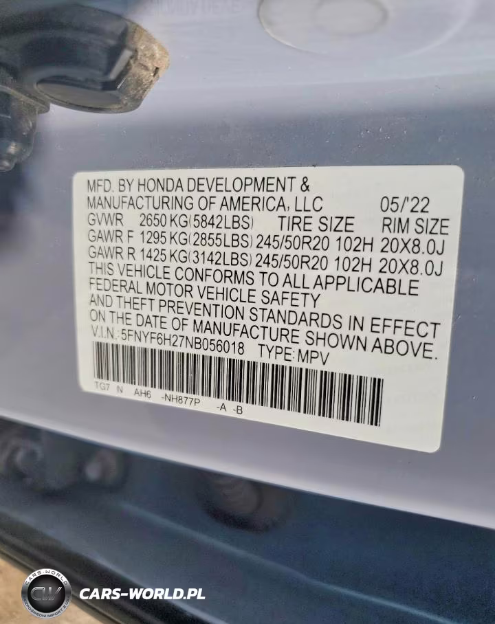 2022 Honda Pilot Se VIN:5FNYF6H27NB056018 - 13