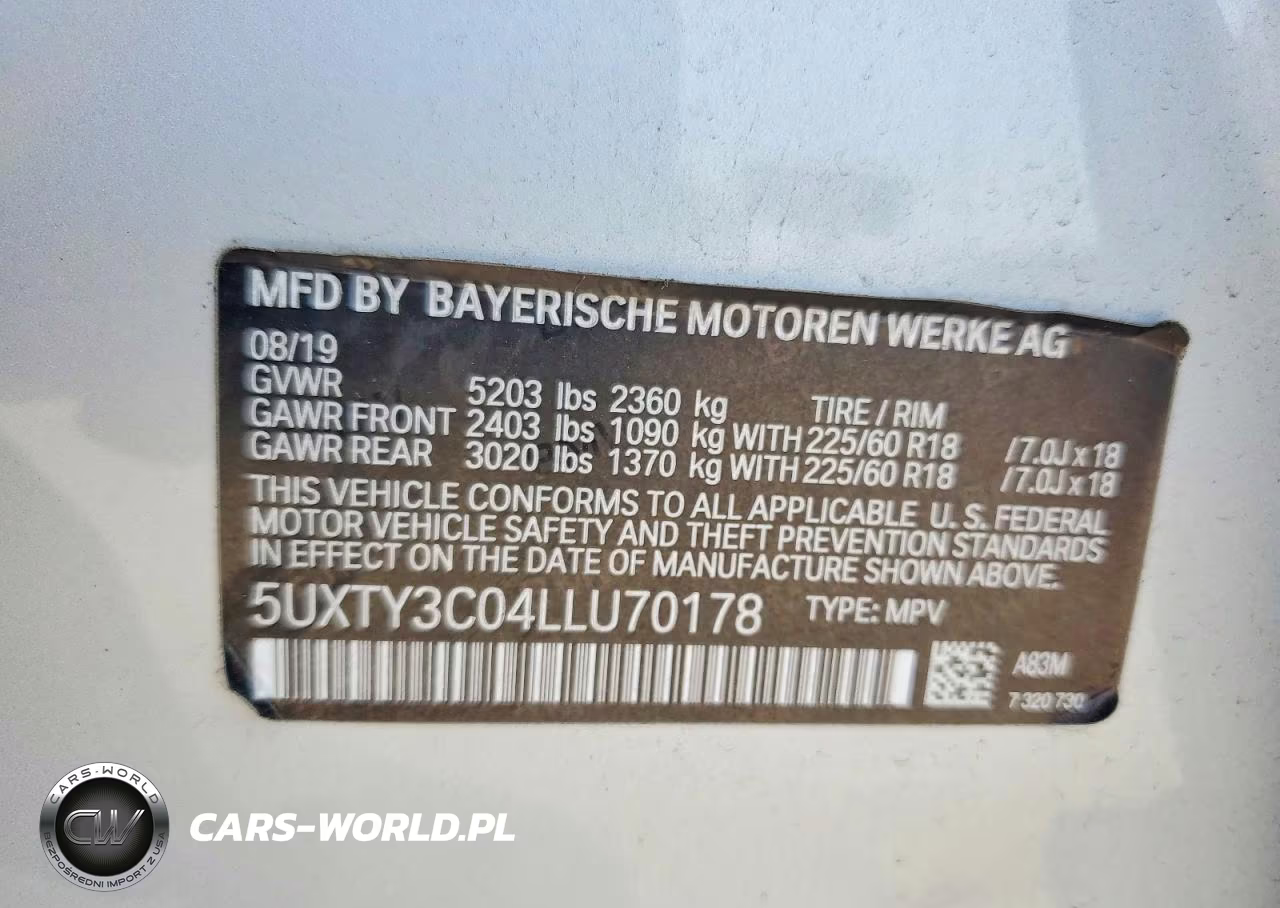 2020 BMW X3 Sdrive30I VIN:5UXTY3C04LLU70178 - 13