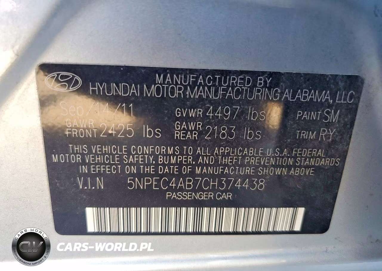2012 Hyundai Sonata Limited 2.0T VIN:5NPEC4AB7CH374438 - 12
