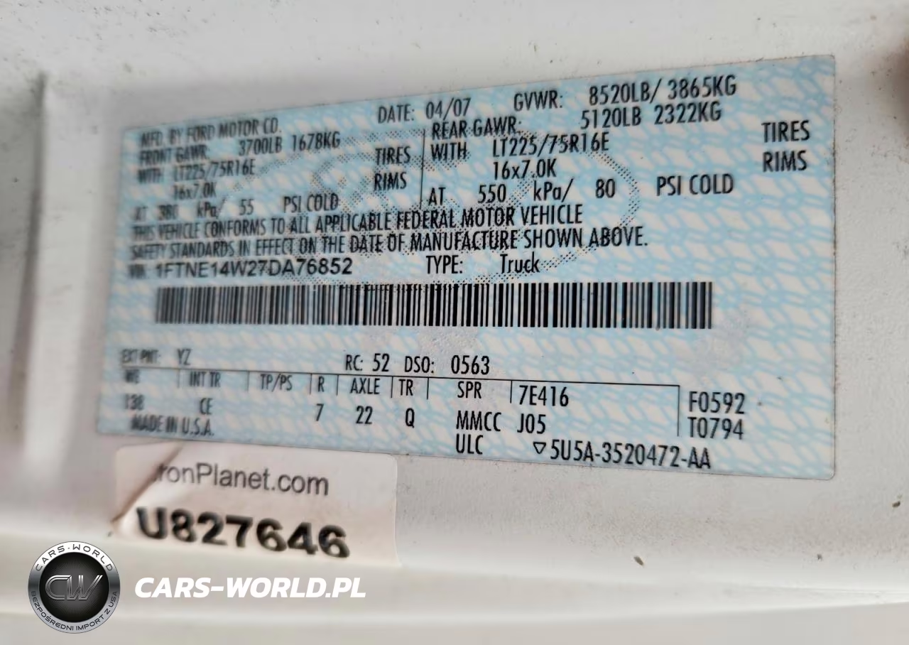 2007 Ford E150 Delivery Van VIN:1FTNE14W27DA76852 - 14