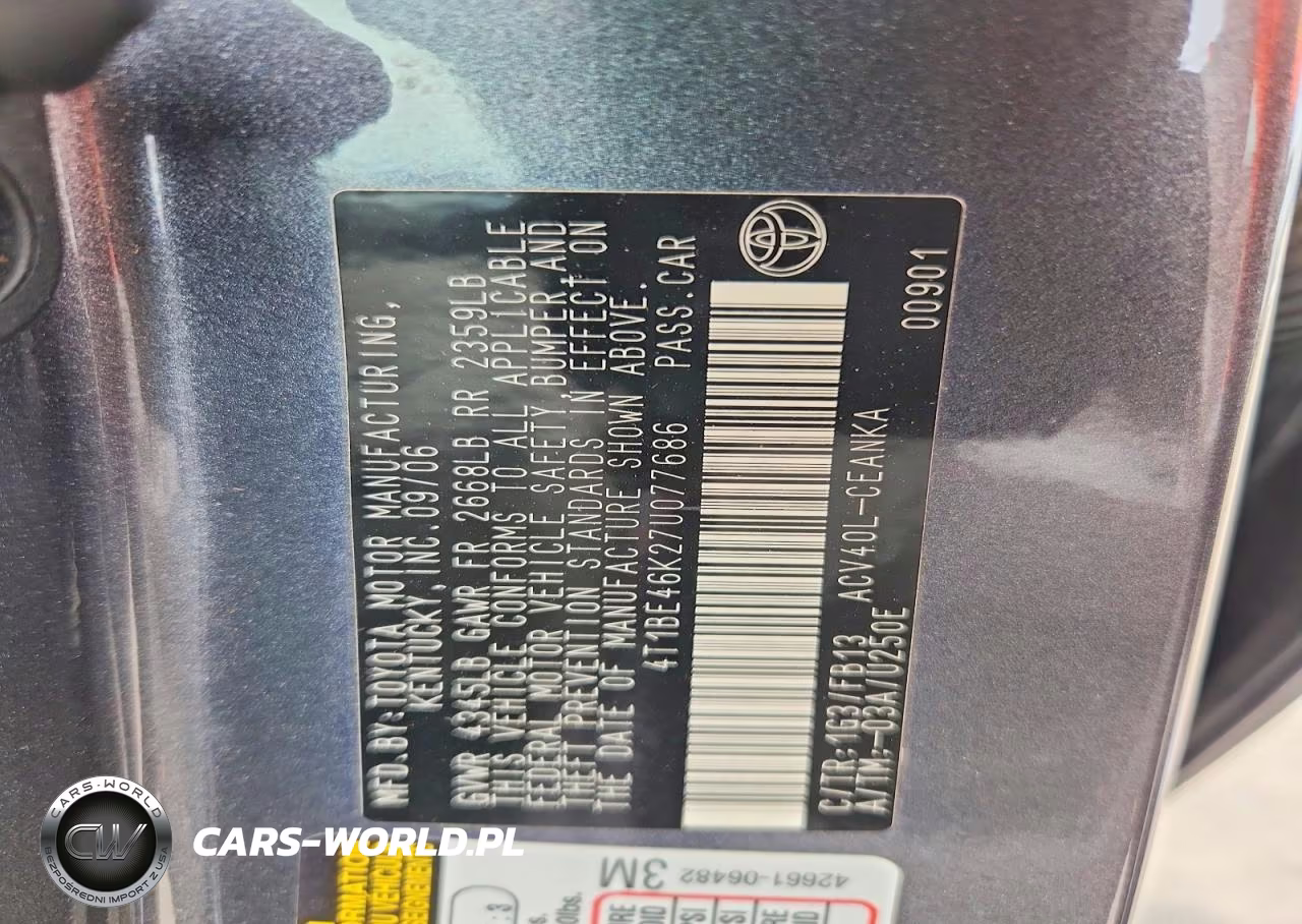 2007 Toyota Camry Le VIN:4T1BE46K27U077686 - 13