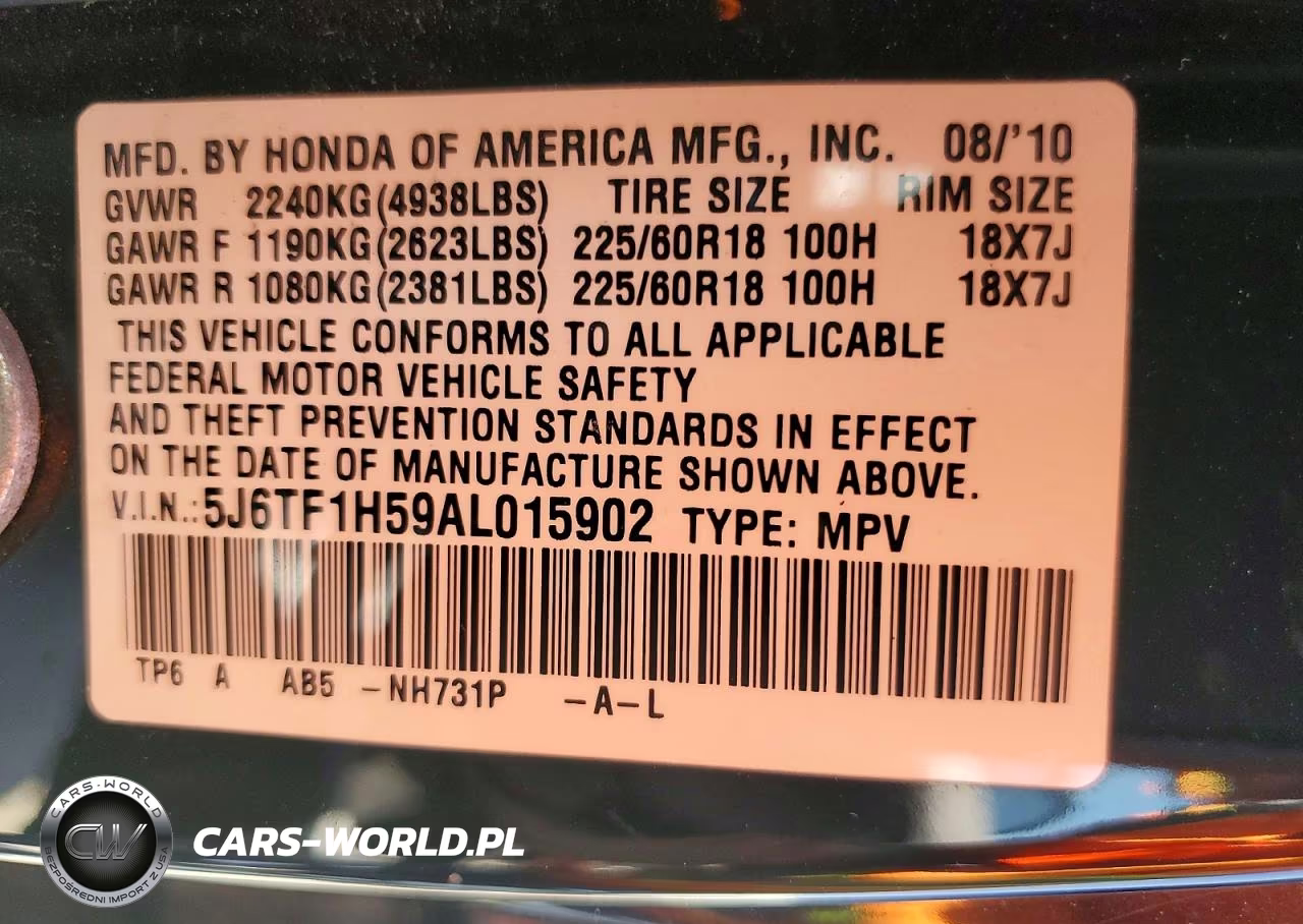 2010 Honda Accord Crosstour Exl VIN:5J6TF1H59AL015902 - 12
