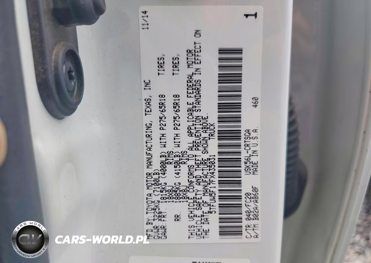 2015 Toyota Tundra Sr5 VIN:5TFUW5F17FX435031 - 13