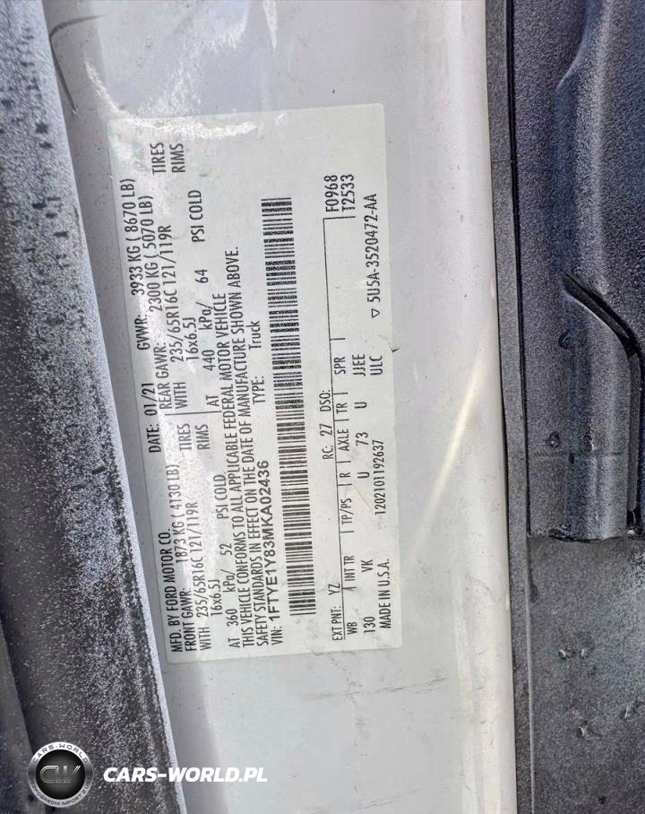 2021 Ford Transit T-150 VIN:1FTYE1Y83MKA02436 - 10