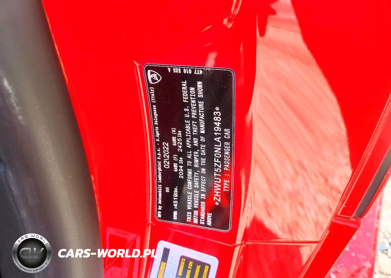 2022 Lamborghini Huracan Evo VIN:ZHWUT5ZF0NLA19483 - 12