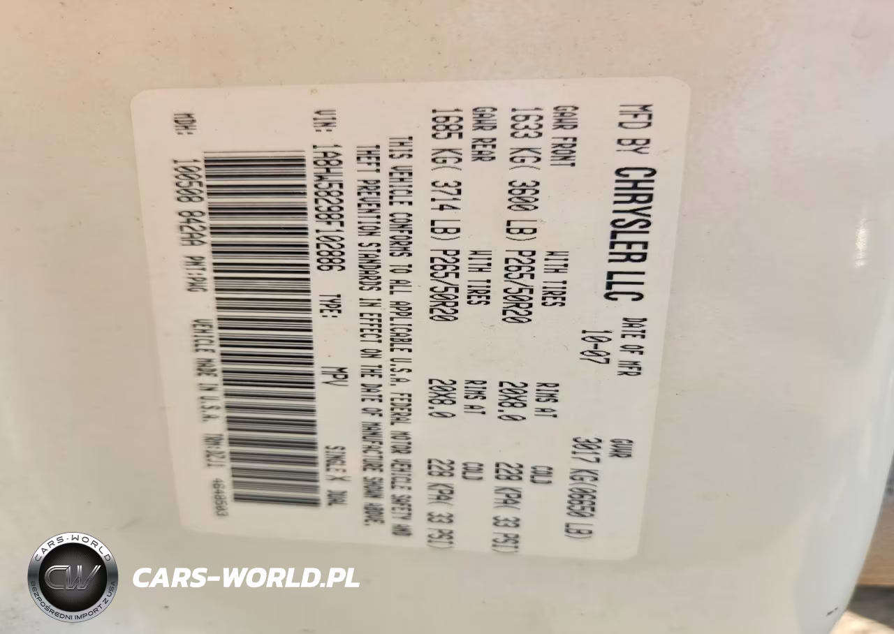 2008 Chrysler Aspen Limited VIN:1A8HW58298F102886 - 12