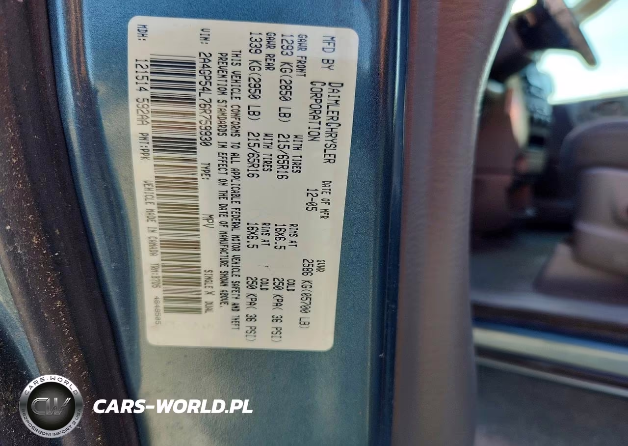 2006 Chrysler Town & Country Touring VIN:2A4GP54L76R759930 - 12