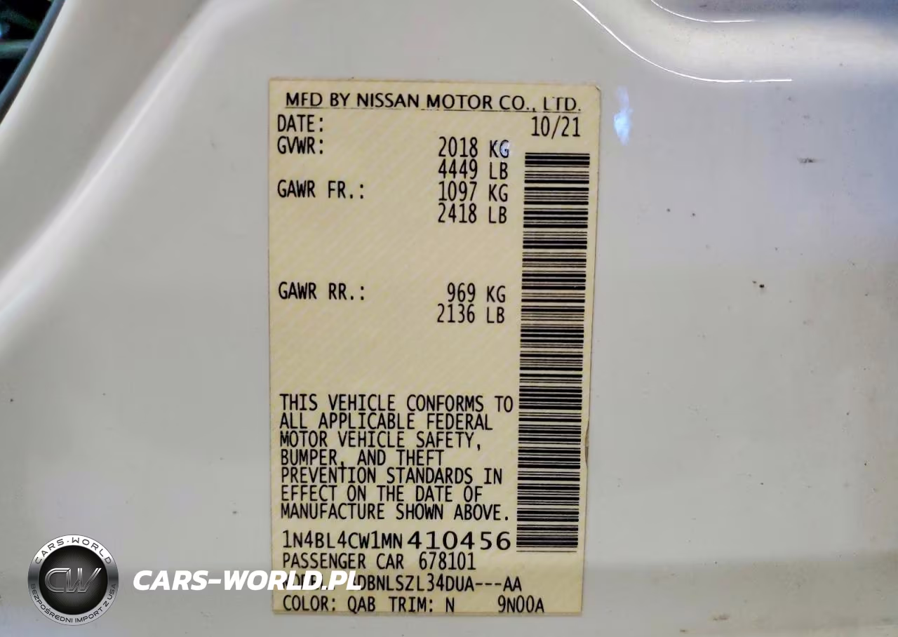 2021 Nissan Altima Sr VIN:1N4BL4CW1MN410456 - 12