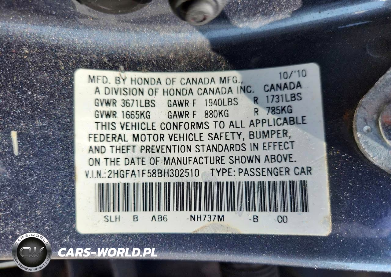 2011 Honda Civic Lx VIN:2HGFA1F58BH302510 - 13