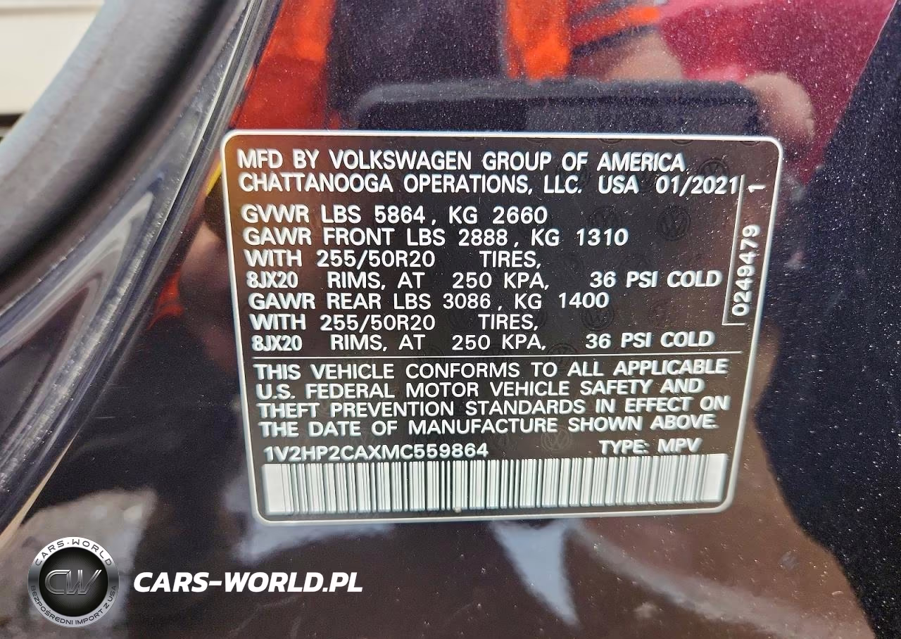 2021 Volkswagen Atlas Se VIN:1V2HP2CAXMC559864 - 12