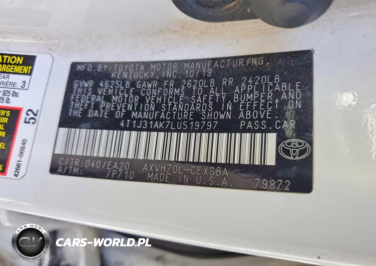 2020 Toyota Camry Se VIN:4T1J31AK7LU519797 - 13
