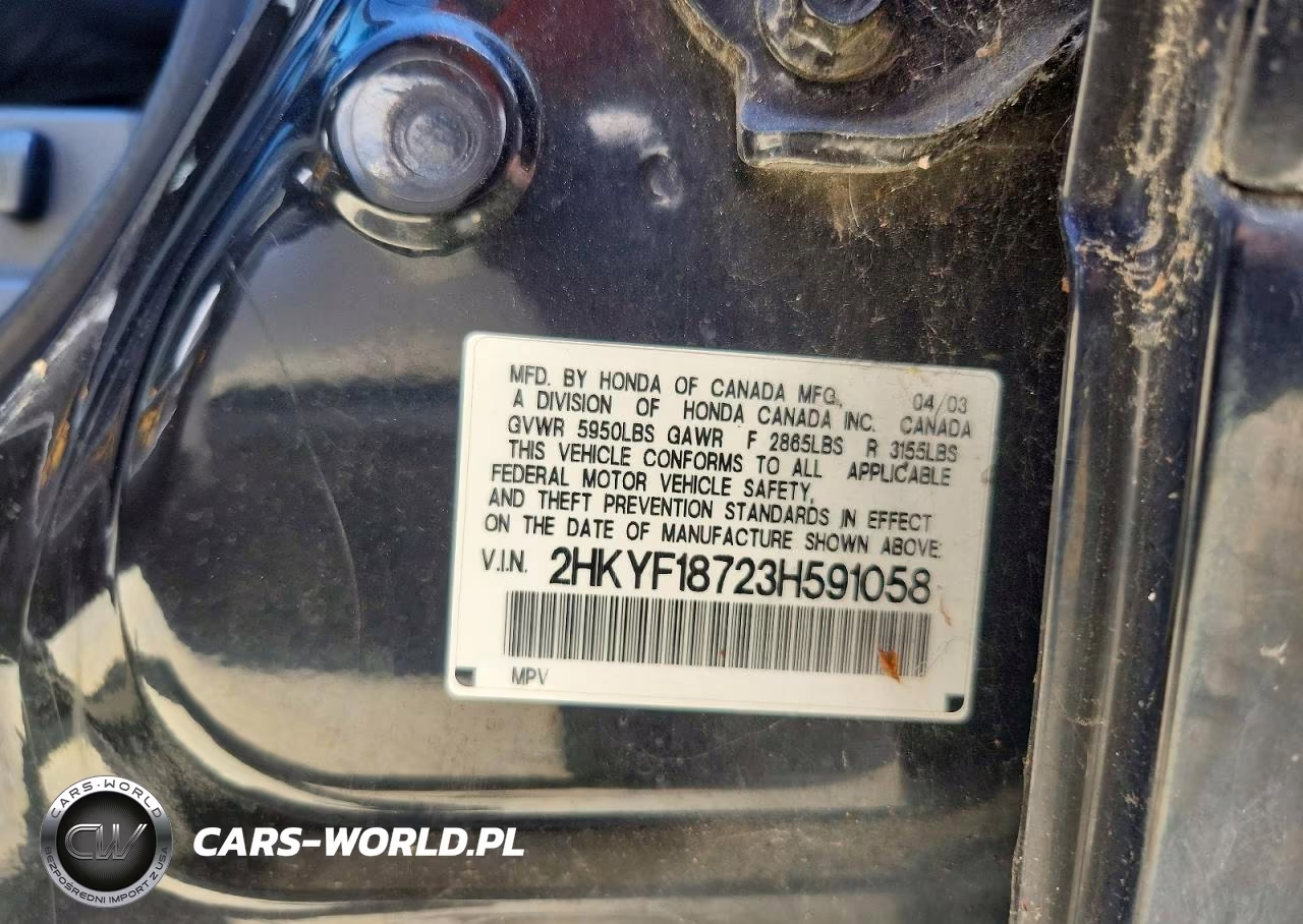 2003 Honda Pilot Exl VIN:2HKYF18723H591058 - 13