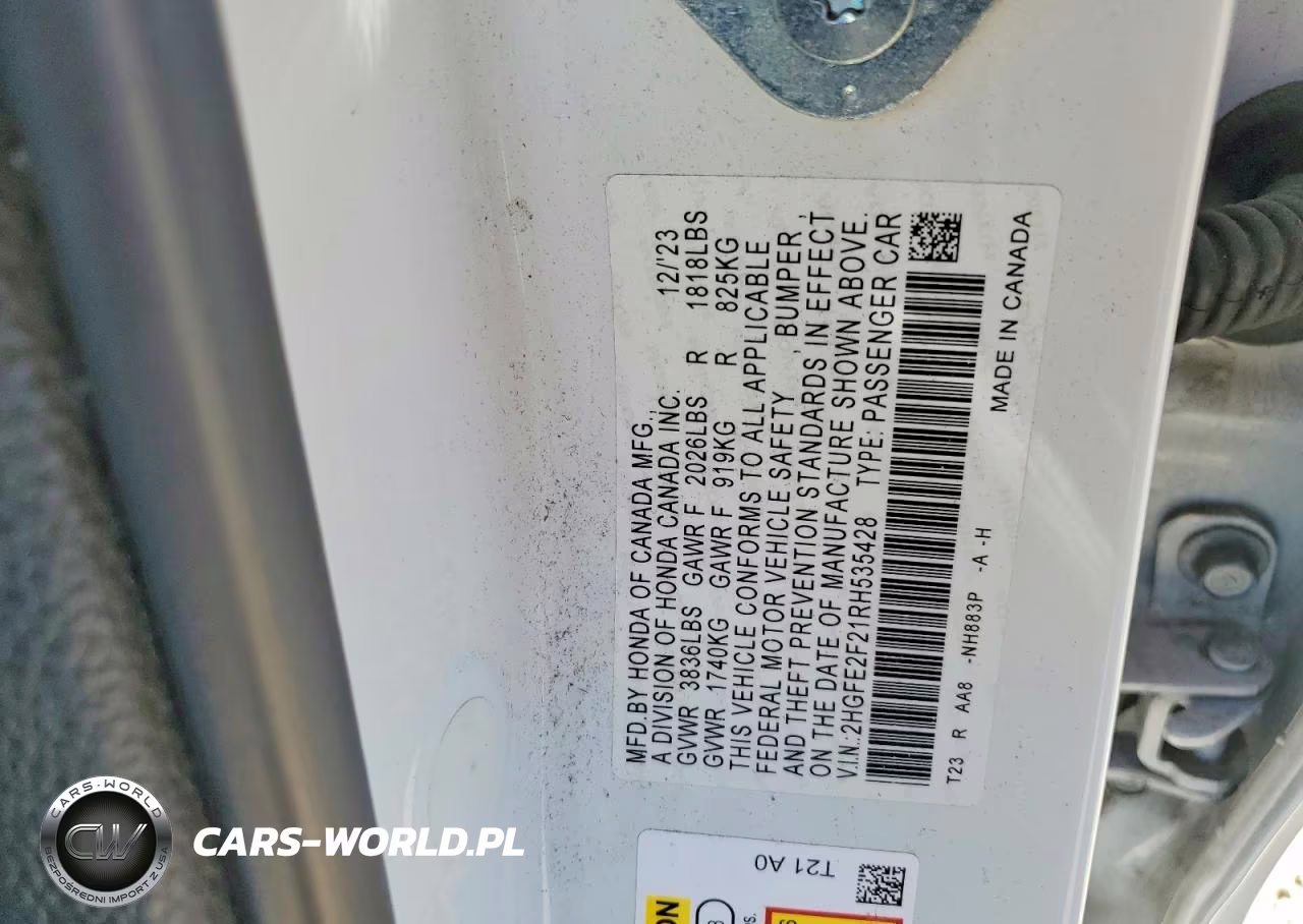 2024 Honda Civic Lx VIN:2HGFE2F21RH535428 - 12