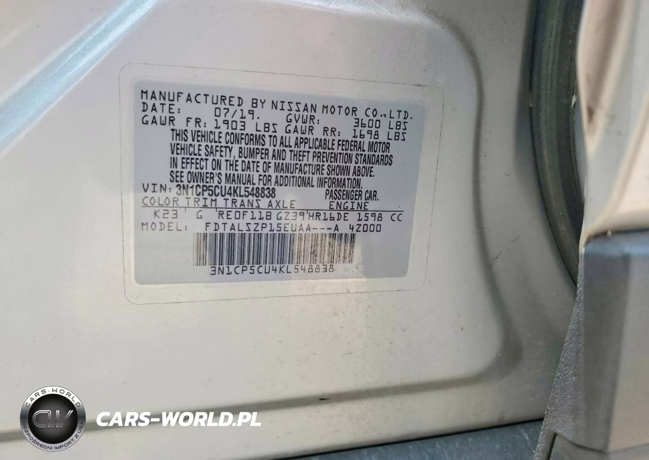 2019 Nissan Kicks Sv VIN:3N1CP5CU4KL548838 - 12