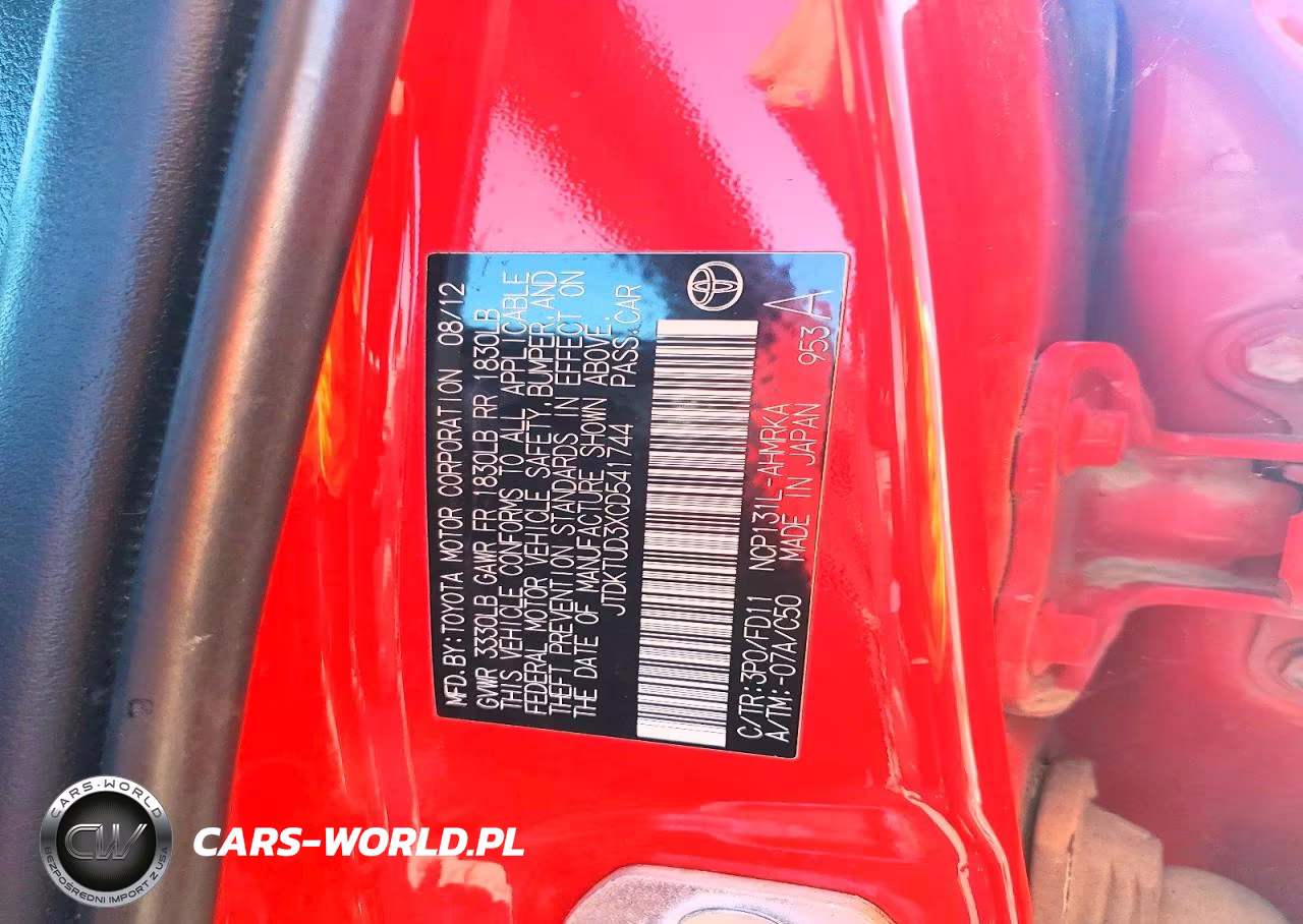 2012 Toyota Yaris 5-Door Se VIN:JTDKTUD3XCD541744 - 12