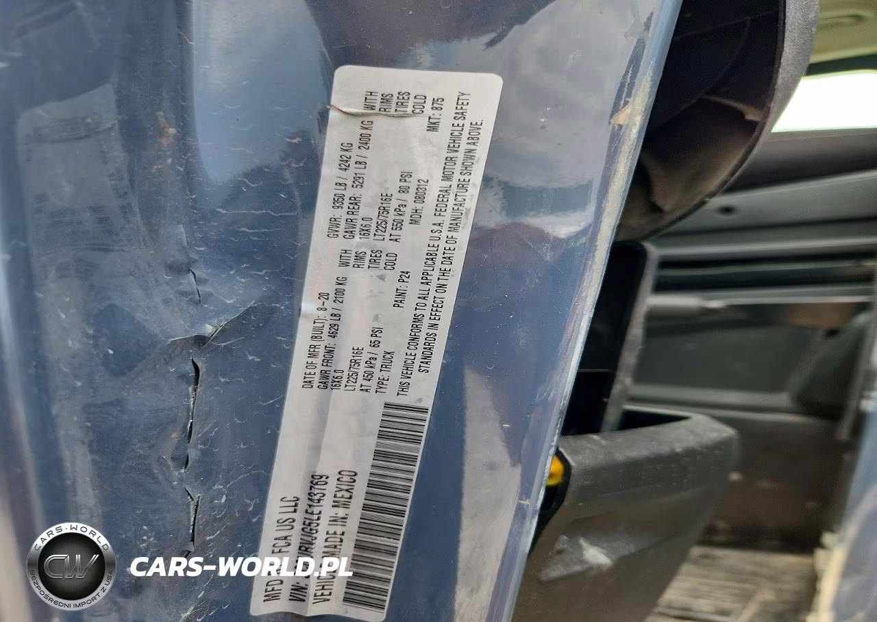 2020 Ram Promaster 3500 3500 High VIN:3C6URVJG5LE143769 - 13