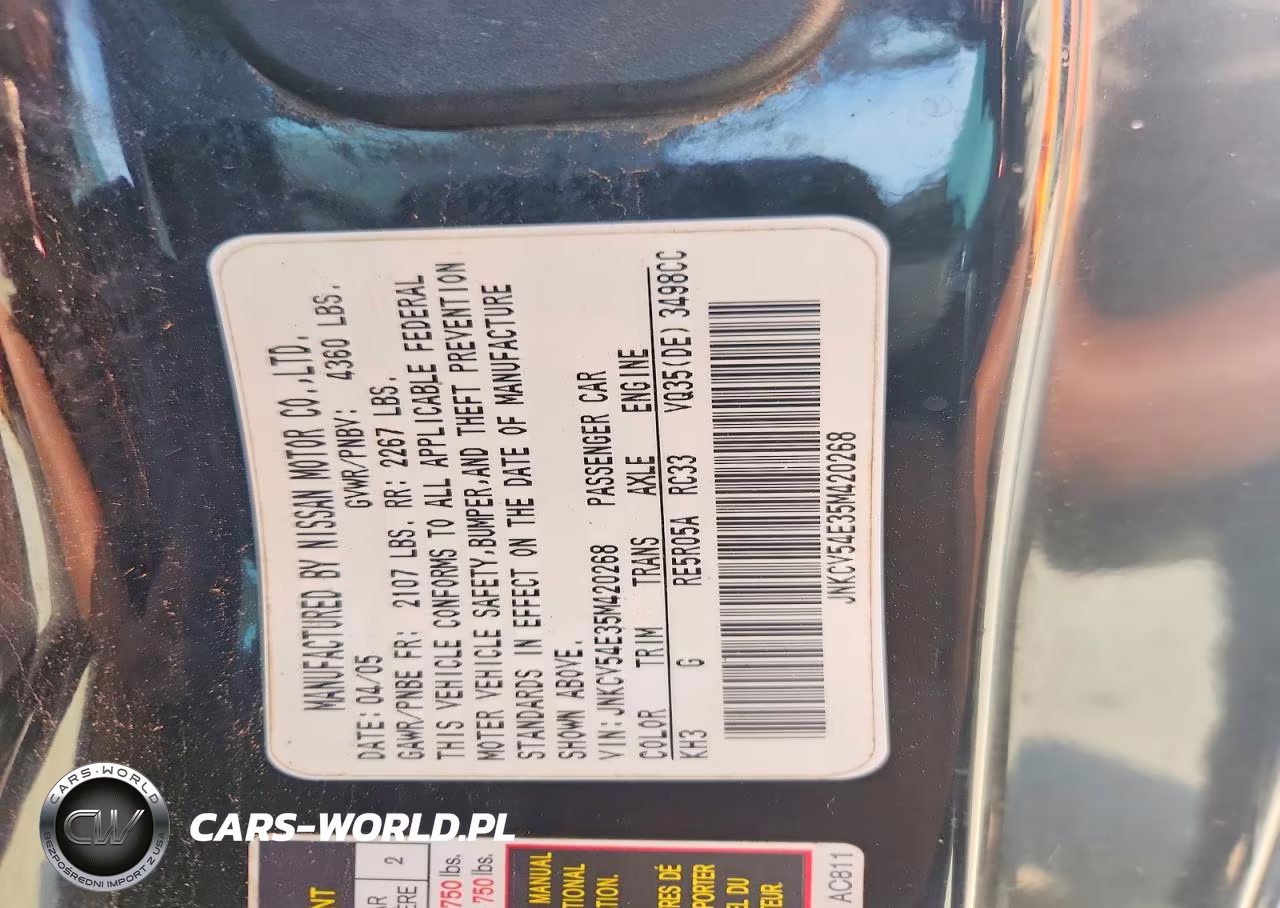 2005 Infiniti G35 Base VIN:JNKCV54E35M420268 - 12