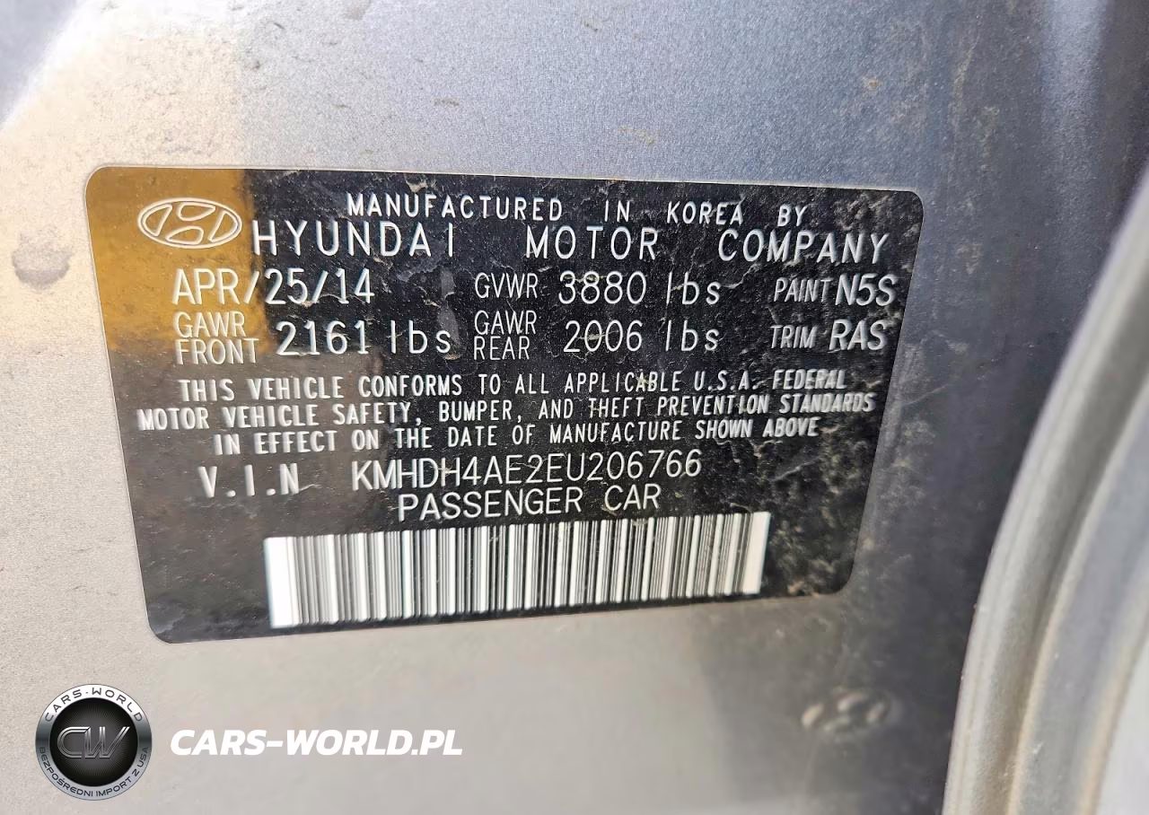 2014 Hyundai Elantra Se VIN:KMHDH4AE2EU206766 - 12