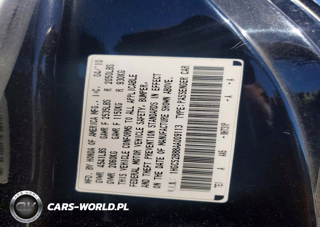 2010 Honda Accord Exl VIN:1HGCS2B88AA009113 - 12