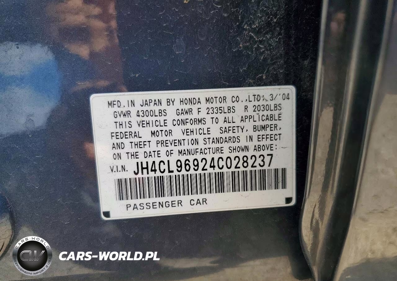 2004 Acura Tsx VIN:JH4CL96924C028237 - 12