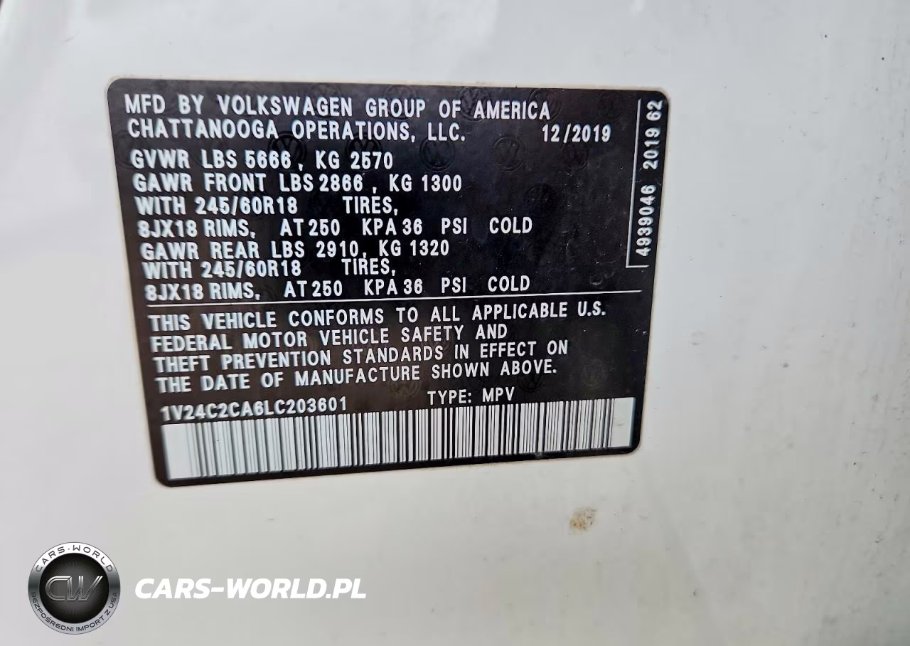 2020 Volkswagen Atlas Cross Sport Se VIN:1V24C2CA6LC203601 - 12