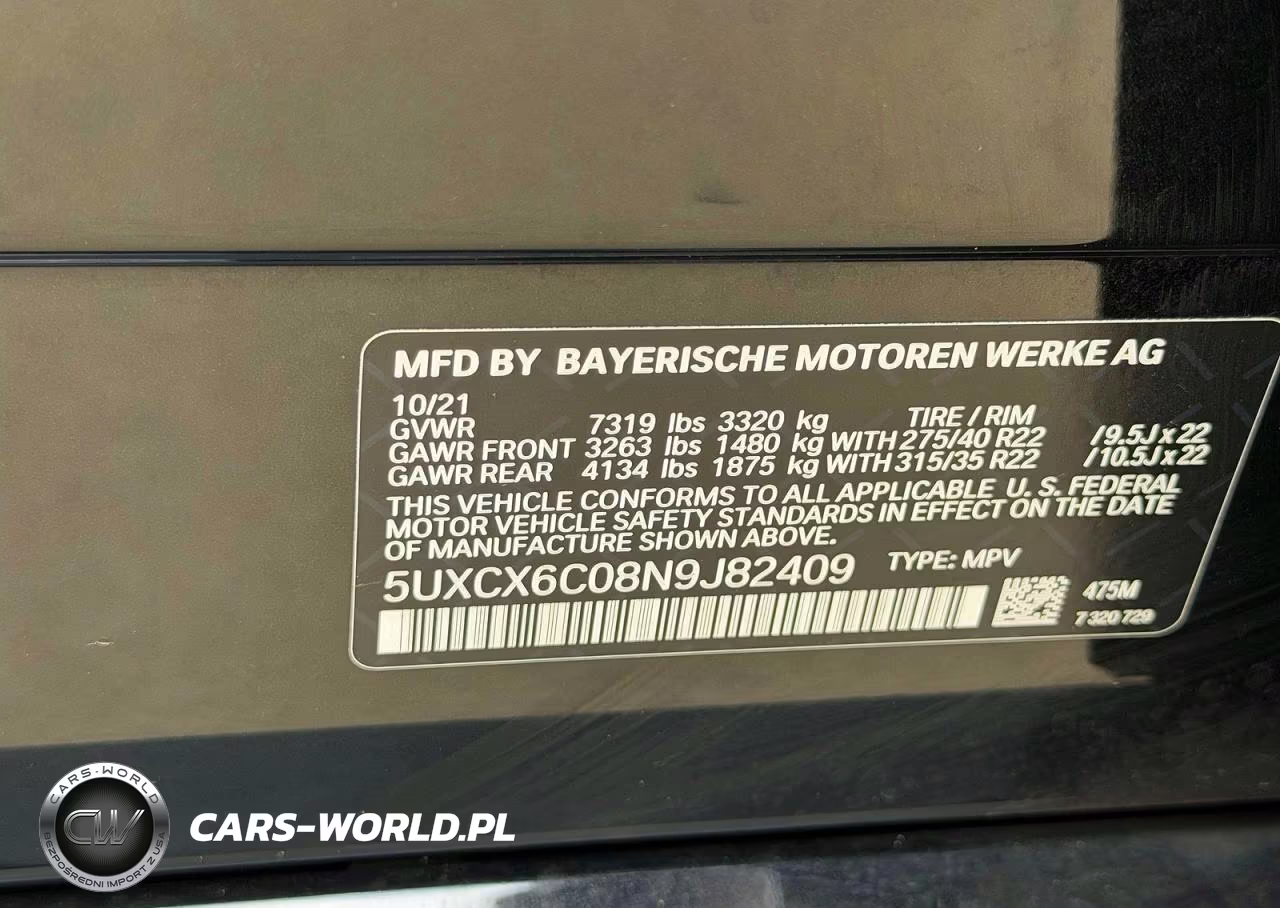 2022 BMW X7 M50I VIN:5UXCX6C08N9J82409 - 10