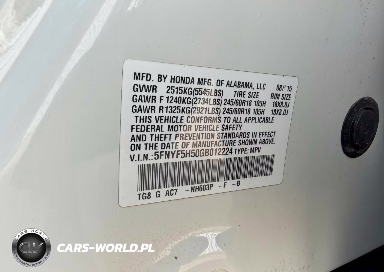 2016 Honda Pilot Exl VIN:5FNYF5H50GB012224 - 10