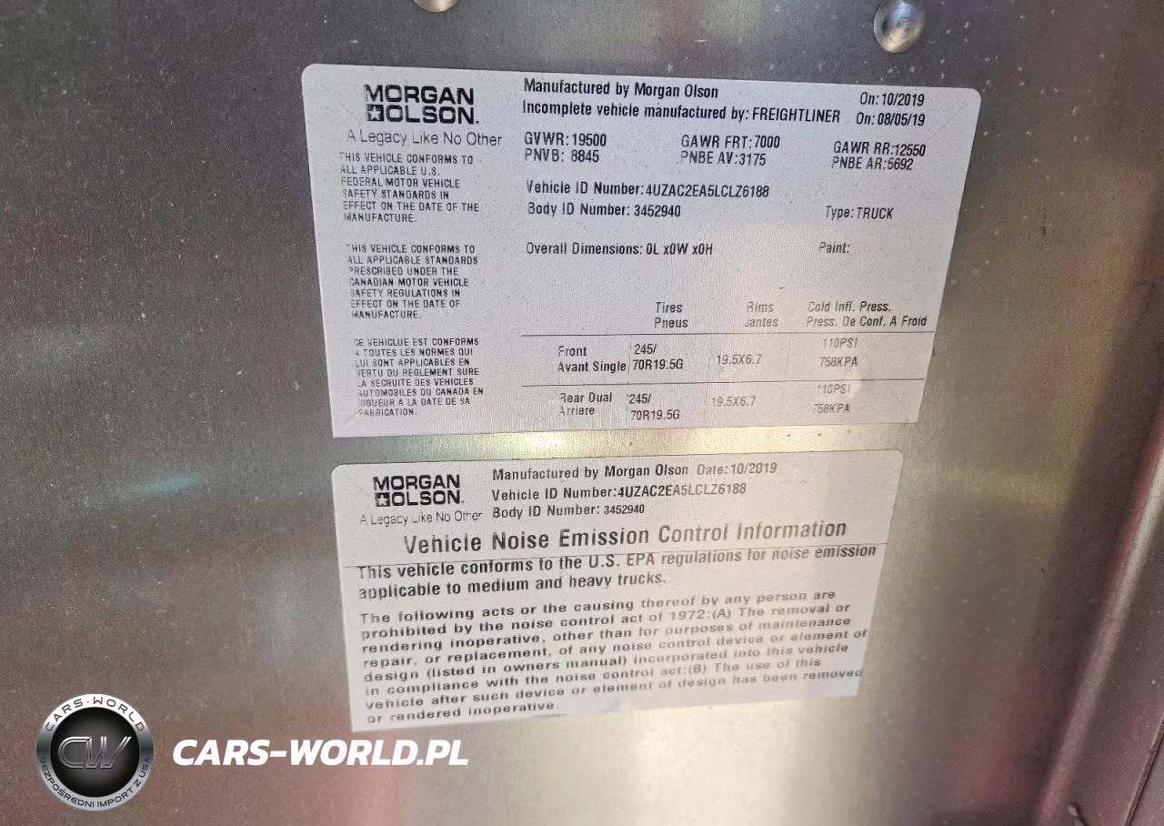 2020 Freightliner Chassis M Line Walk-In Van VIN:4UZAC2EA5LCLZ6188 - 12