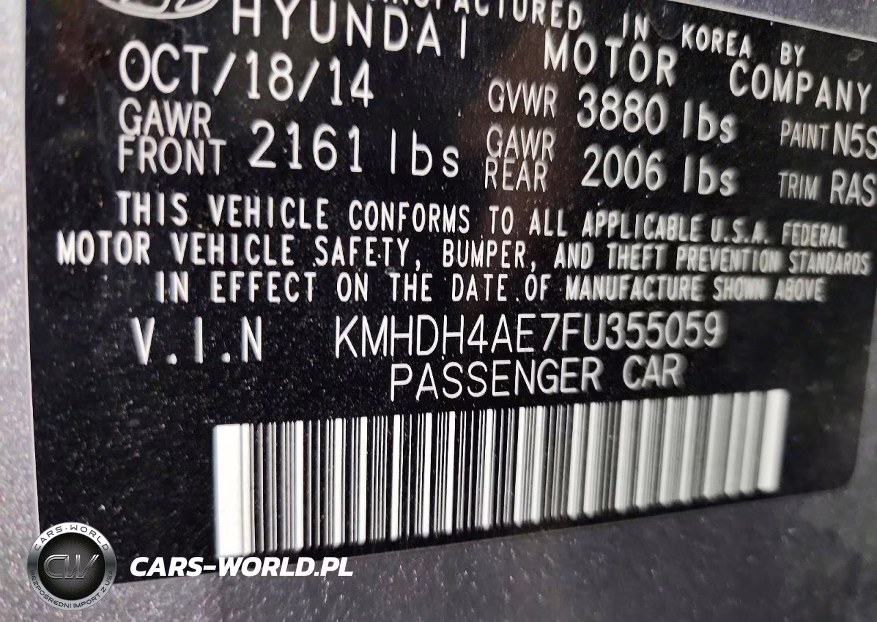 2015 Hyundai Elantra Se VIN:KMHDH4AE7FU355059 - 14