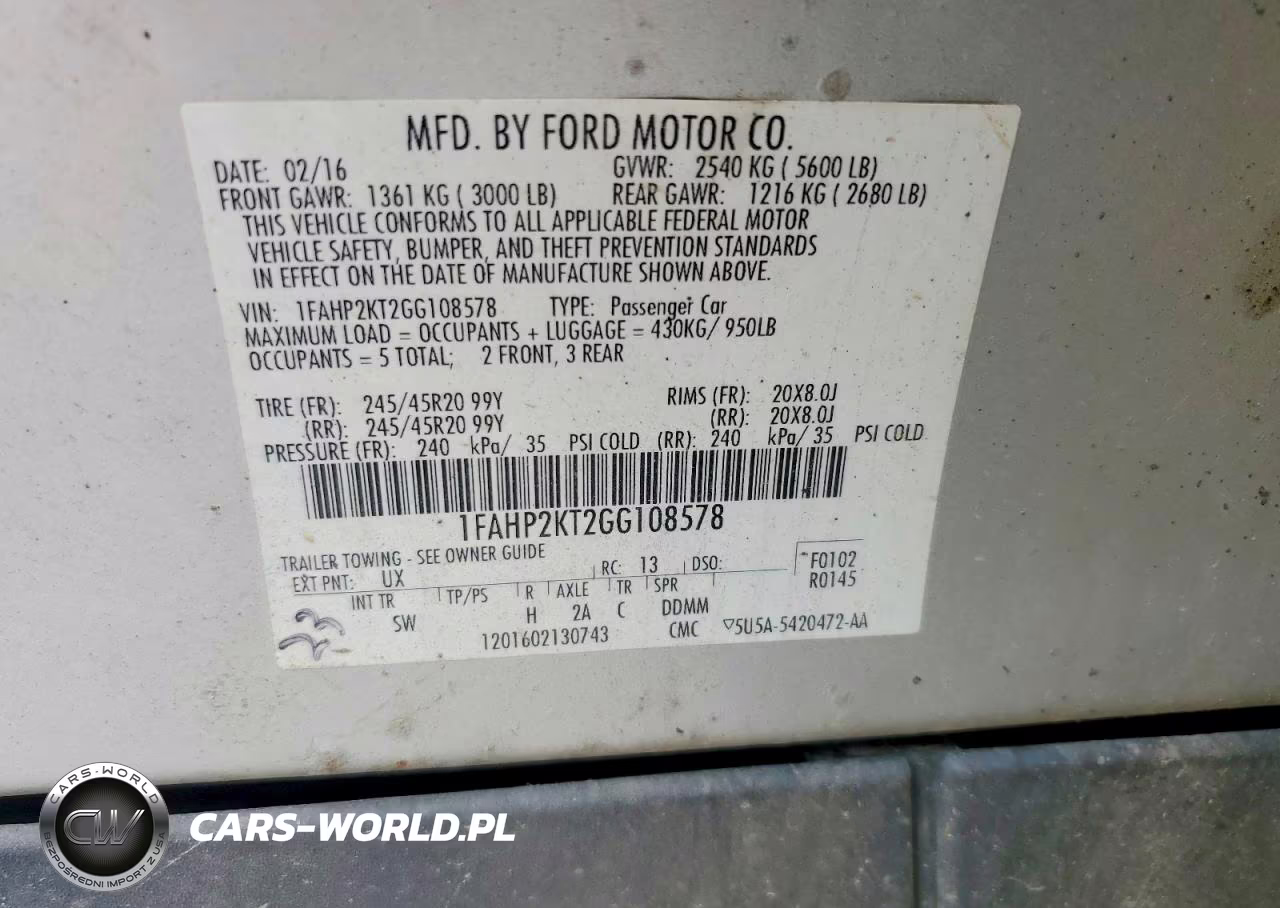 2016 Ford Taurus Sho VIN:1FAHP2KT2GG108578 - 12