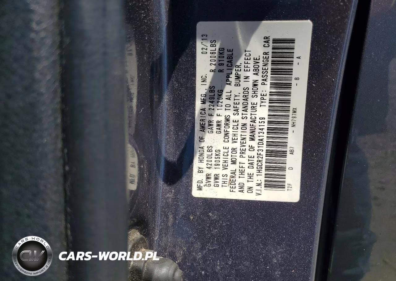 2013 Honda Accord Lx VIN:1HGCR2F31DA134159 - 13