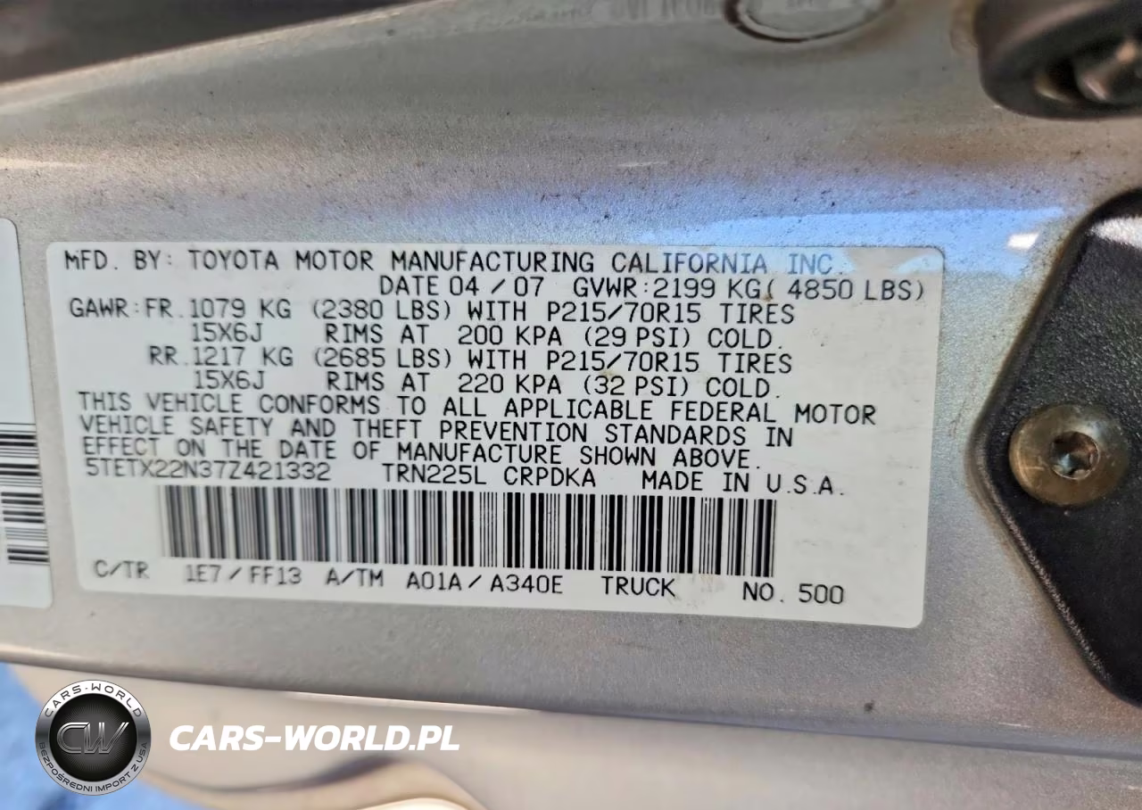 2007 Toyota Tacoma Access Cab VIN:5TETX22N37Z421332 - 13