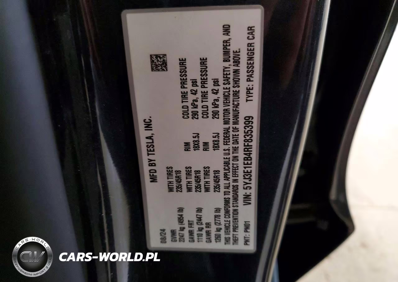 2024 Tesla Model 3 VIN:5YJ3E1EB4RF835399 - 12