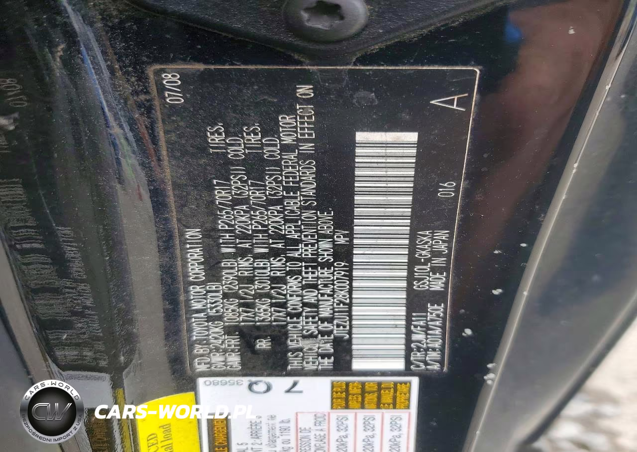 2008 Toyota Fj Cruiser Base VIN:JTEZU11F28K007919 - 13
