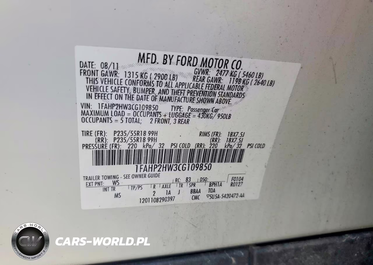2012 Ford Taurus Sel VIN:1FAHP2HW3CG109850 - 12